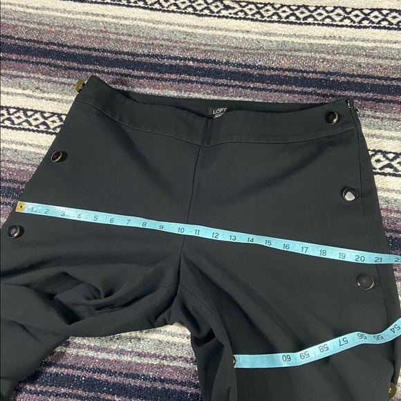 LOFT Black Wide Leg Trouser Cropped Pants Culottes Sz 10 Sailor Palazzo Capri - Picture 5 of 12